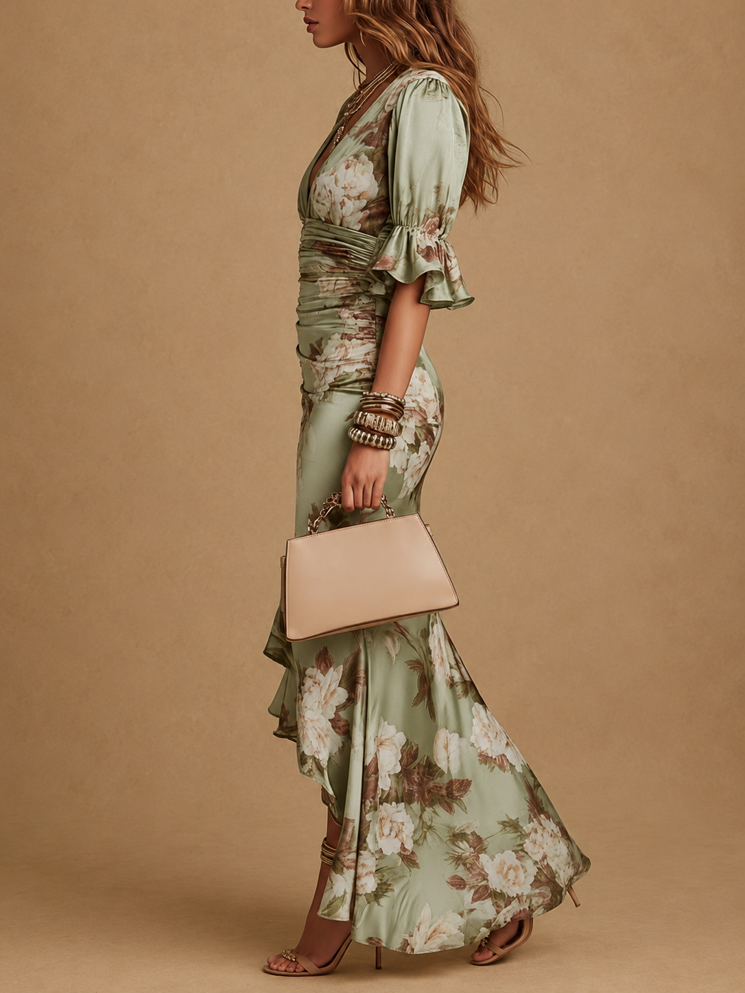 Ana | Vestido largo asimétrico con estampado floral