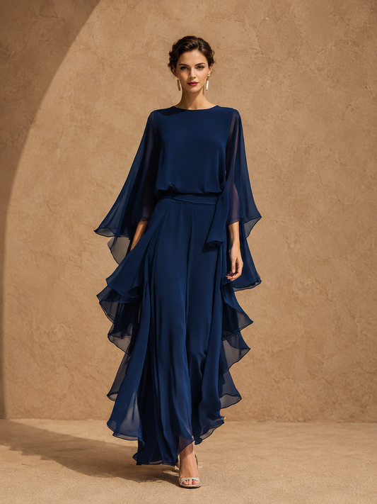 Lara | Conjunto elegante de chiffon con volantes