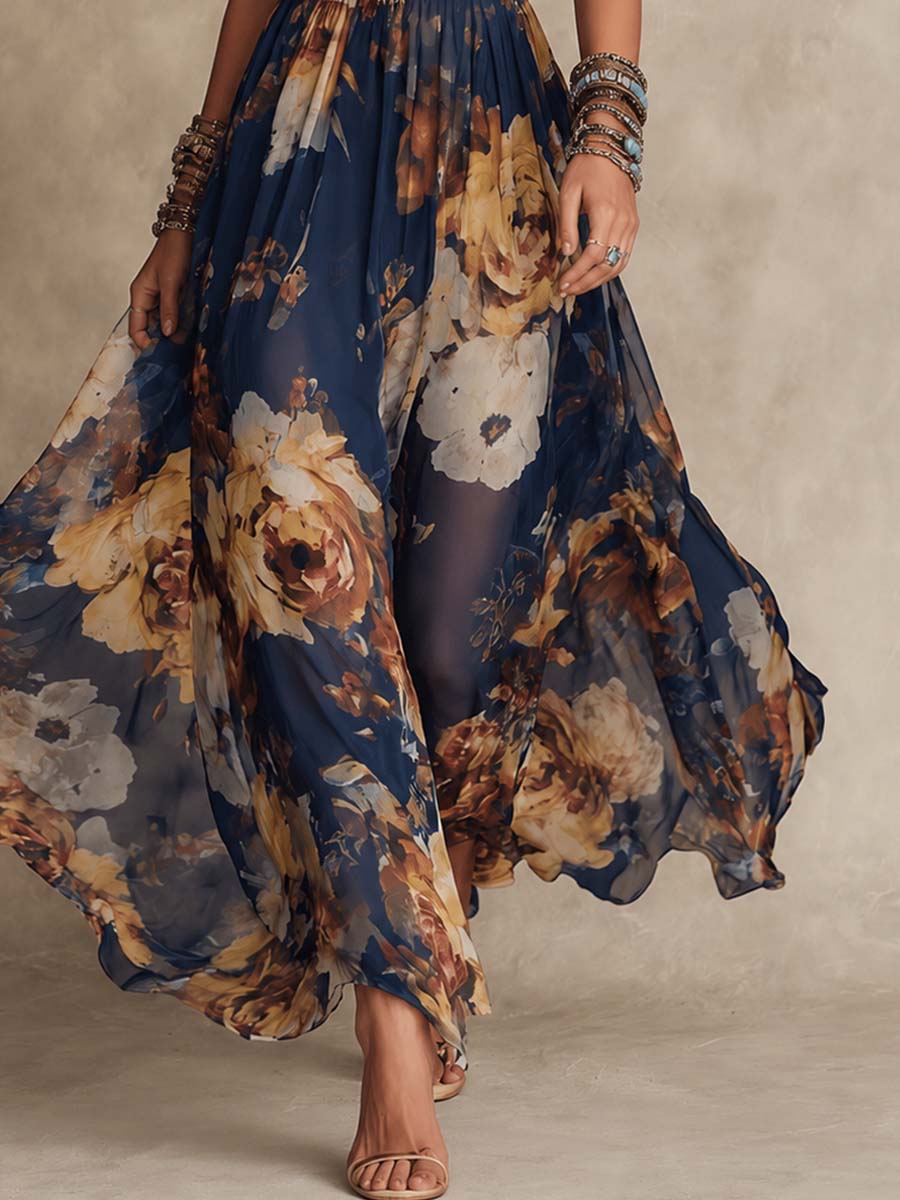Dulce | vestido largo floral con tirantes