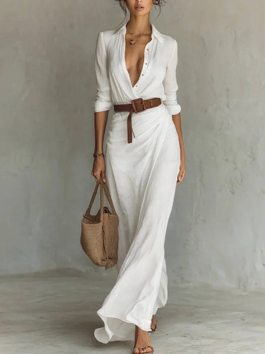 Lorena | Vestido maxi elegante de lino